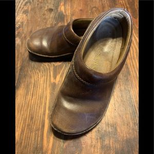 BIRKENSTOCK Footprints brown leather slip on garden work clog mule 38 not narrow